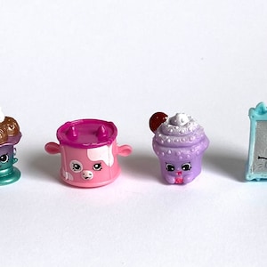 Shopkins Figuren Staffel # 5-# 6 Gruppierung, Ultra Rare, Choc-Kate Eisbecher # 6-066, lustige Trommel-Kuh # 5-034