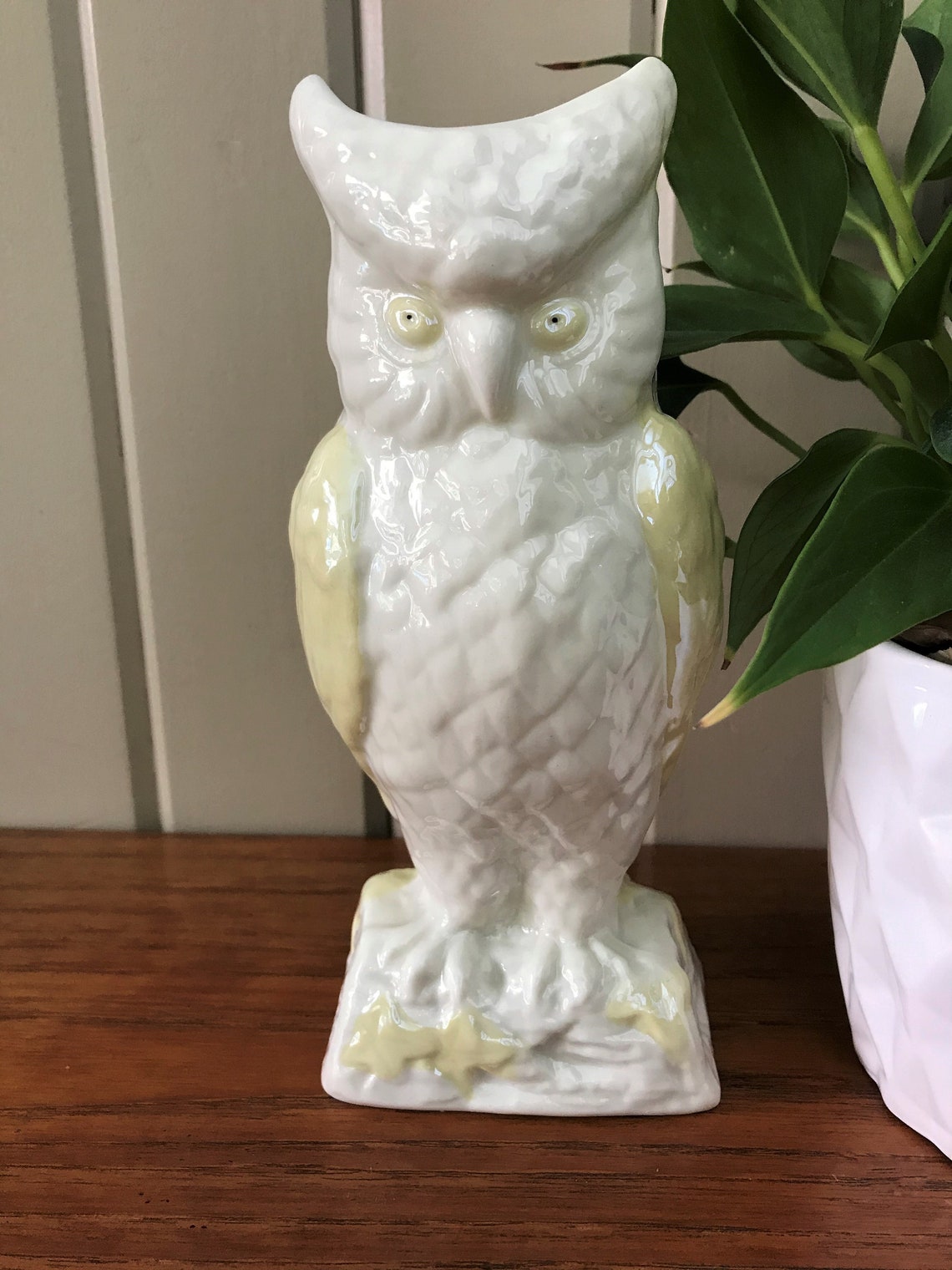 Vintage Belleek Owl Vaseirish Porcelain Floral Vaseowl Etsy