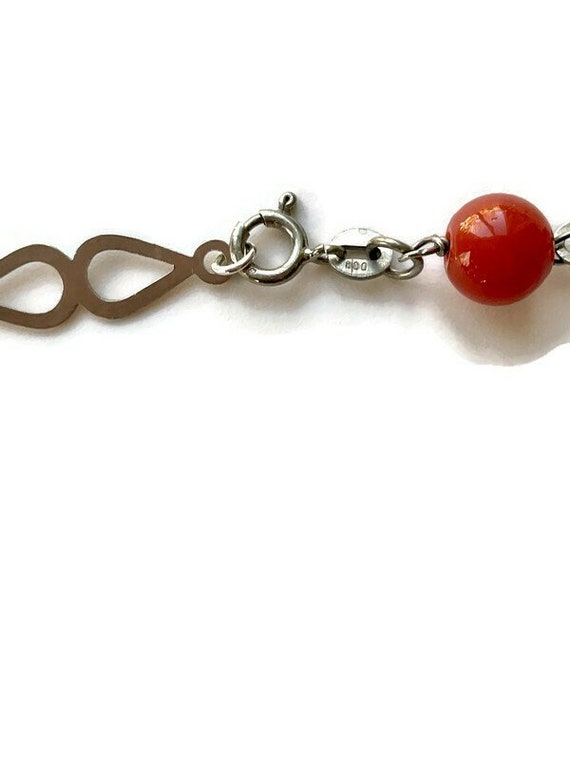 Vintage Carnelian Crystal Beaded and Silver Chain… - image 6
