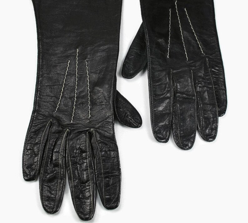 Vintage Black Leather Gloves,1950's Driving Gloves,women's Leather