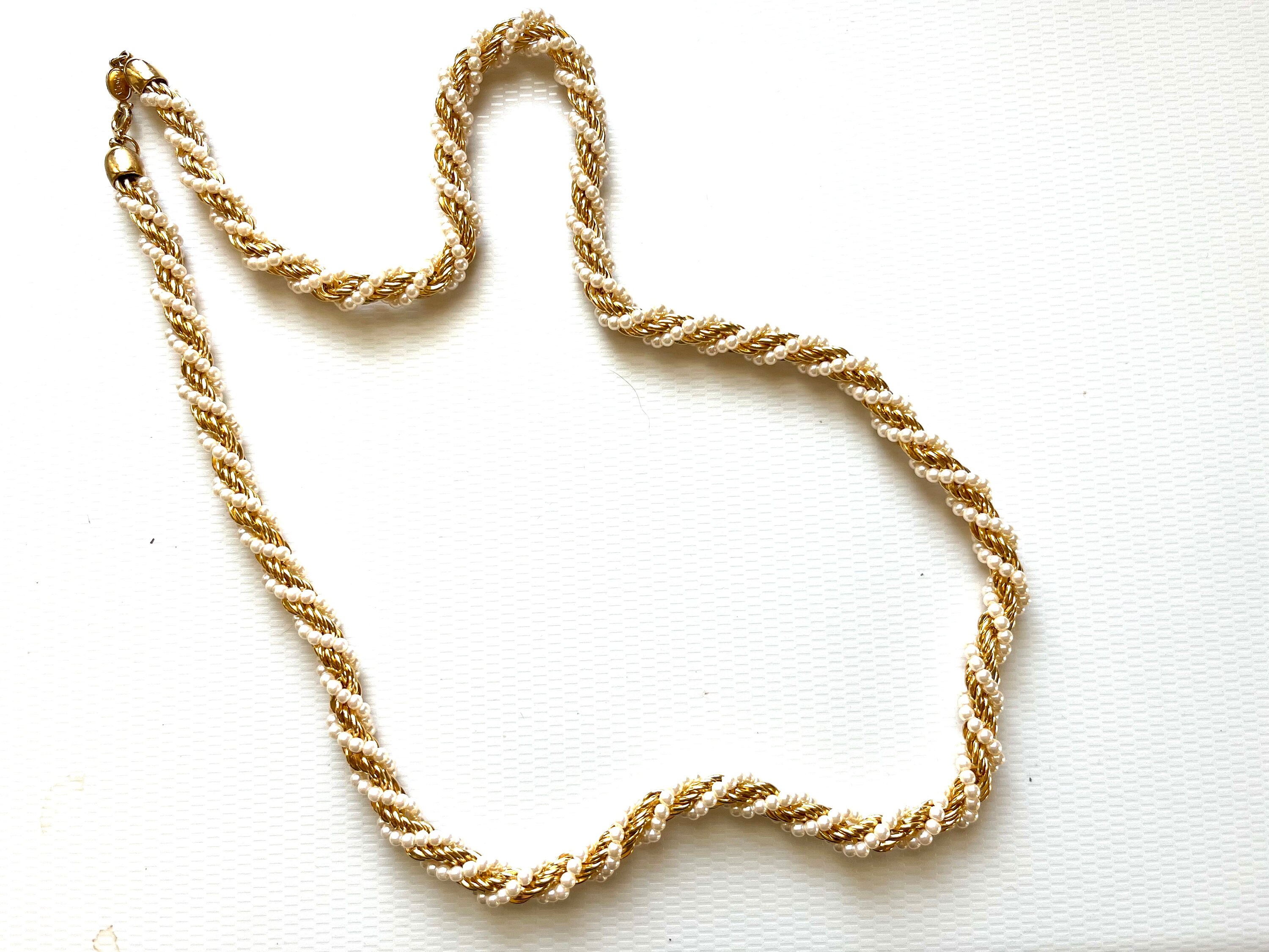 90s Rope Chain Rope Chain Necklace, Vintage 1990s Signed Napier, Gold-plated & Faux ...