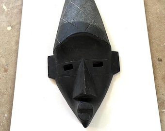 Vintage Primitive Ceremonial Liberia Tribal Mask, Dan Tribe, Ivory Coast Africa, Hand Carved Wood, African Wall Hanging, Art, Deco