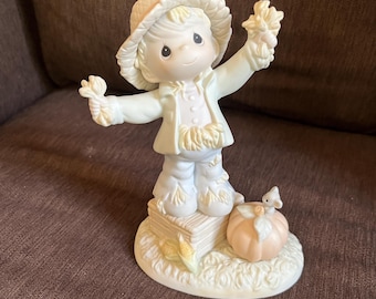 Vintage 1997 Precious Moments You're Just Too Sweet To Be Scary Figurine, Porcelain, Enesco #183849, Scarecrow, Halloween Autumn Decor, Gift