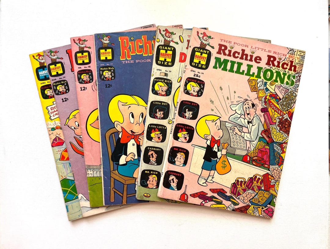 Haystack Ritchie Rich Lot of 6 Vintage 1960s Ritchie Rich Comic Books, 1968/1969 Harvey ...