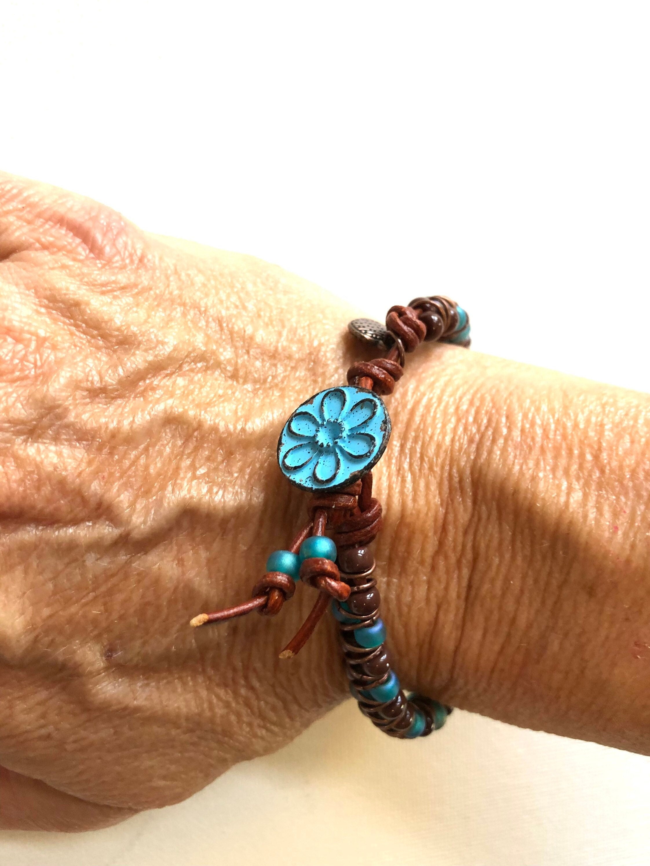 Beaded Bracelet, Japanese Glass Miyuki Beads, Teal Turquoise
