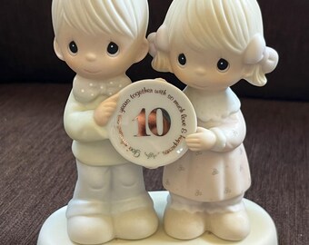 Vintage 1983 Precious Moments God Blessed Our Years Together Figurine, Porcelain, Enesco #2856, Love, 10th Anniversary Decor, Gift