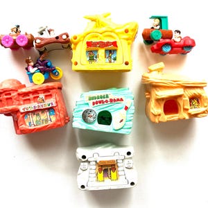 10-pc Flintstones McDonald&#39;s Toys, Vintage 1990s, Buildings, Houses, Cars & Figures, Barney, Fred, Wilma, Pebbles, Bamm-Bamm, Complete Set