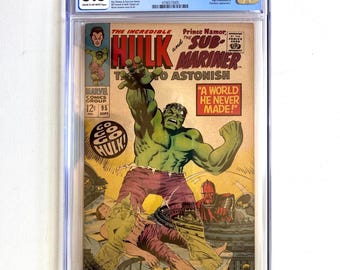 The Incredible Hulk & The Sub-Mariner, 1967 Marvel, CGC Graded 5.5, Tales to Admonish #95, Silver Age 1960s Vintage Comic Books