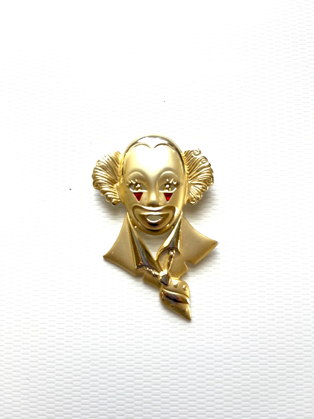 Clown Brooch/pin, Gold Tone Metal & Red Rhinestones, AJC - American ...