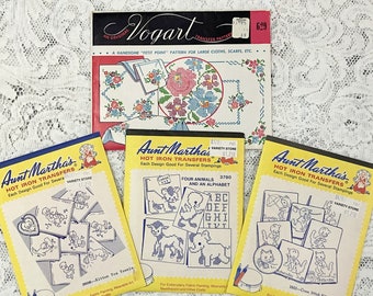 Vintage Vogart & Aunt Martha's Iron Embroidery Transfer Patterns Unused Uncut