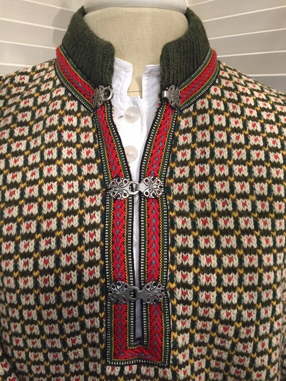 Vintage Norwegian Fair Isle Wool Ski Sweater 1970