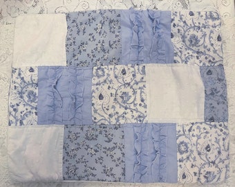 Simply Shabby Chic Vintage Indigo Bohemian BOHO Patchwork Quilted Pillow Shams PAIR