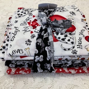 Pampered Pooch Cute to Boot Vintage Puppies-Hearts-Dog Bones Fabric GENEROUS REMNANT BUNDLE image 1