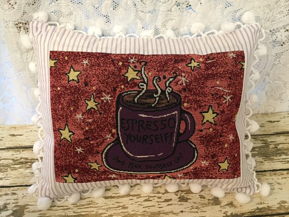 CUTE Espresso Kaffee Thema Wandteppich Kissenbezug mit Vintage | Etsy