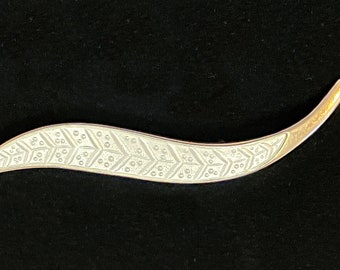 1960's Aksel Holmsen White Enamel Leaf Vintage Brooch ~ 925 Sterling Silver ~ Norway