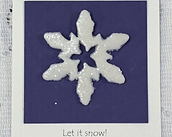 Glittery SNOWFLAKE Kim Lugar Clay Art Pin ~ Handmade ~ Original Packaging ~ Never Used Vintage NOS