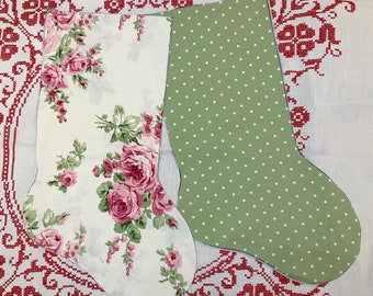 Christmas Stocking Cutout 4 Pc. Sets BAREFOOT ROSES Vintage Fabric