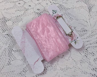 Pale Pink Crinkle Taffeta 2" Wide Wired Ribbon 4 Yards plus 21" with Pretty Ribbon Board