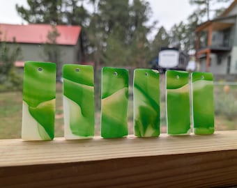 Multi Colored Opaque Textured Stained Glass Chime Pieces – Pre-Drilled - Rectangle Shape, (6 pcs)