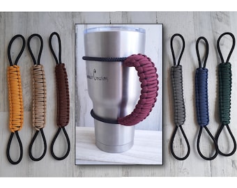 Coffee Tumbler 30oz or 24oz Tapered Mug, Stretchable Water Bottle Handle, Mug Handle, Single handle, Choose Your Color, (Made to Order)