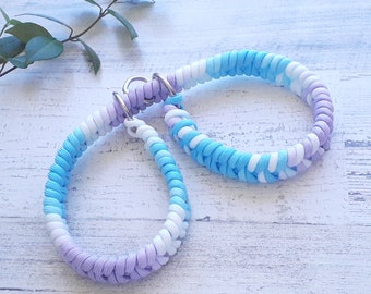 ADULT ONLY, Adjustable Slip Handcuffs, Frozen paracord, Purple White and Teal Color combo, Custom restraints and ankle cuffs (Made to Order)