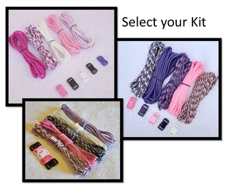 Pink*Purple Paracord Kits | 50 Ft of cord + 5 buckles | Starter Kit | Select your color | Pinks | Riding Free |