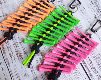 Paracord Golf Tee Holder, Golf Tee Caddy, Customizable Black & Bright Colors, Golf Accessories. Comes with 18, 9 or no golf tees. PRE-ORDER