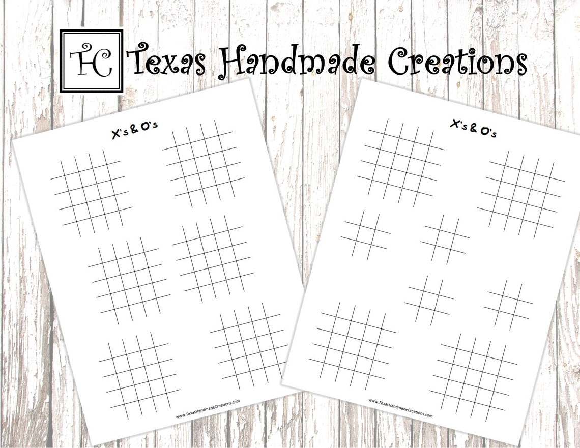 Printable Game 10 Pages Total Xs and Os Game PDF Format Us Etsy