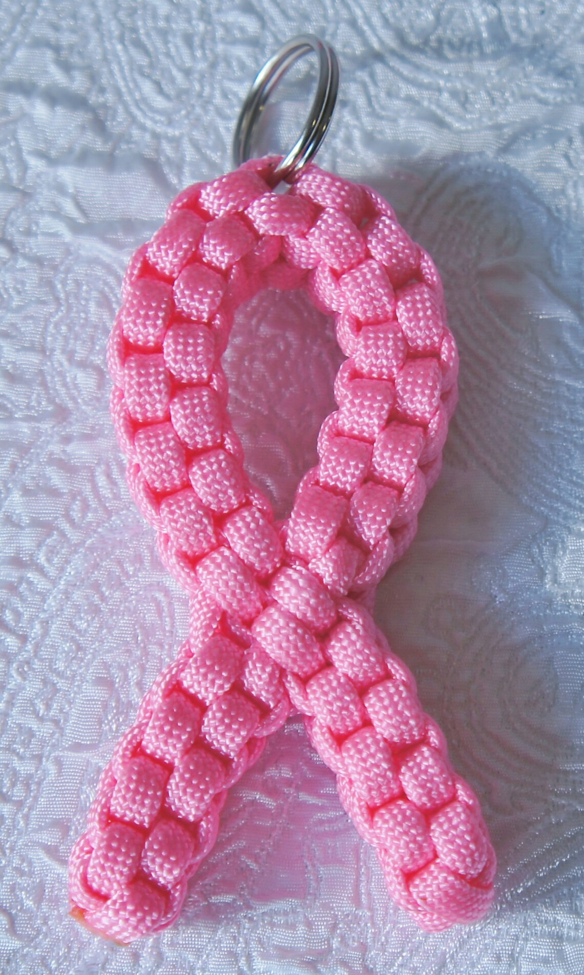Pink Breast Cancer Paracord Awareness Ribbon Keychain Etsy