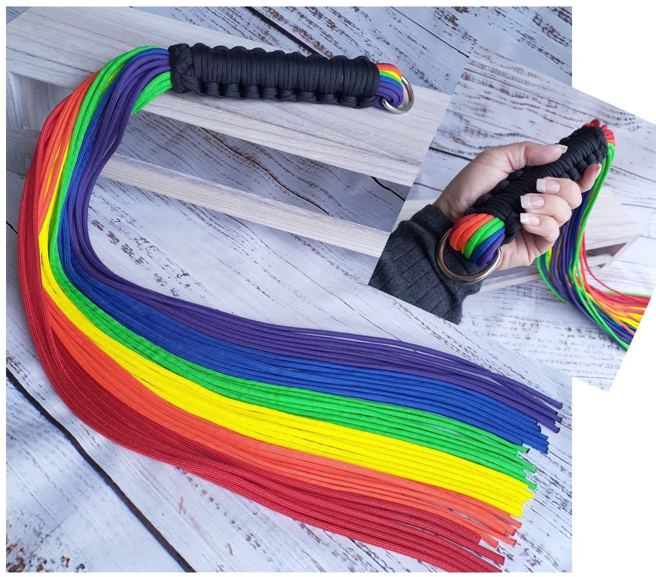 Dark Rainbow Flogger- Made to Order