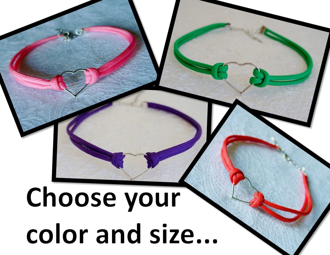 Heart Charmed Choker Necklace Paracord Select Your Size Etsy