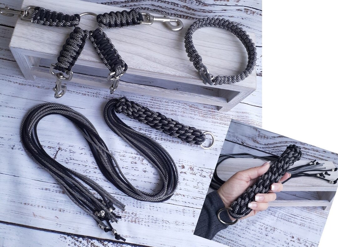 ADULT ONLY BDSM Play Set, Paracord Flogger, Hog Tie, Day Collar, Bedroom Play. 4 Way Restraint