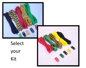 Choose: Wild Fiesta or Reggae Fun Kit - 50 Feet of cord plus 5 buckles - Paracord Kit