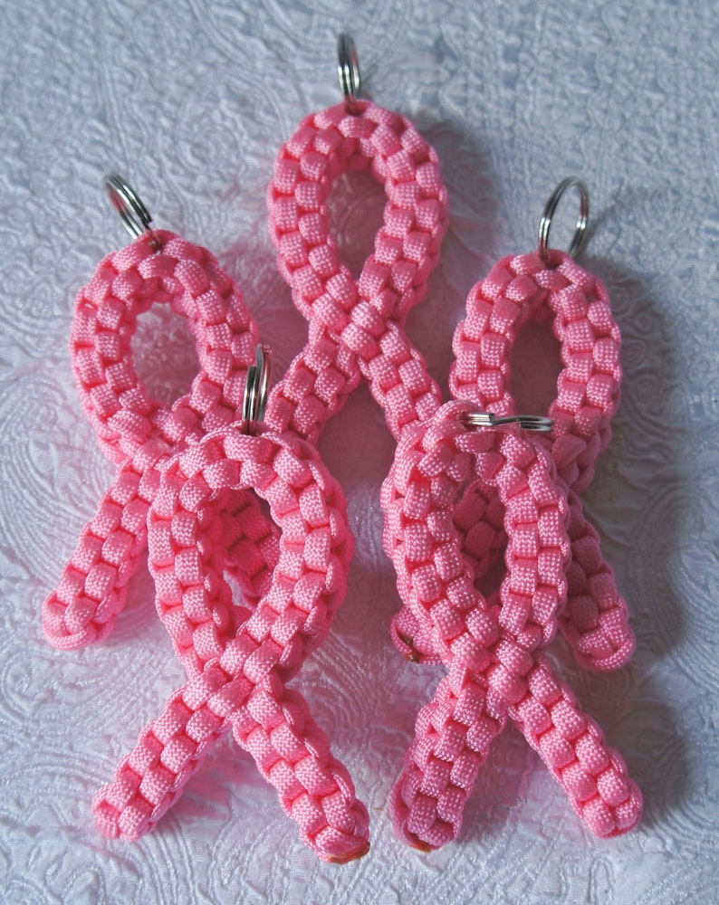 Pink Breast Cancer Paracord Awareness Ribbon Keychain Etsy