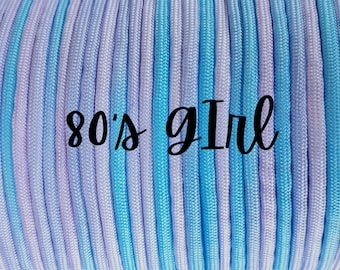 100 Feet 80's Girl Hand Dyed Paracord, pastel paracord, ombre paracord, pastel shades, Made to Order