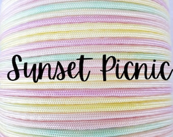 100 Feet Sunset Picnic Hand Dyed Paracord, pastel paracord, ombre paracord, pastel shades, Made to Order