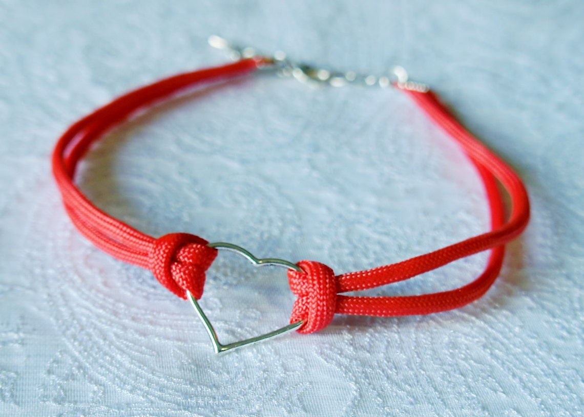 Heart Charmed Choker Necklace Paracord Select Your Size Etsy