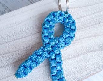 Addiction Recovery Awareness Ribbon Keychain, Turquoise Awareness Paracord Key Chain, Ready to Ship, No refunds, exchanges, returns