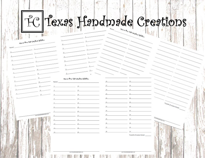 Printable Game Name the 50 USA States Portrait PDF Format Etsy