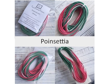 Poinsettia paracord. 50 Foot hank. Christmas-themed, green and red dual-color Ombre, hand-dyed  Ombre Colors. PRE-ORDER (R)