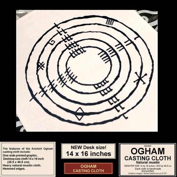 Ancient Ogham Desktop Casting Cloth Natural Muslin DESKTOP size 14 by 16 inches