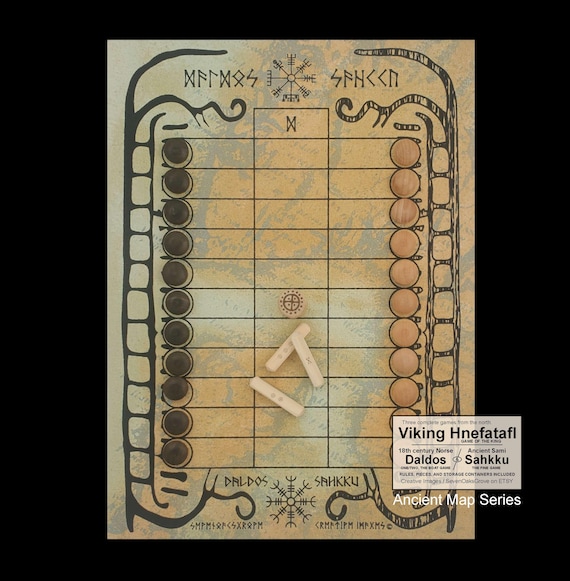 Ancient Map Viking board games DALDOS / SAHKKU and HNEFATAFL Ancient Map Series. Three Complete Games. Free domestic shipping.