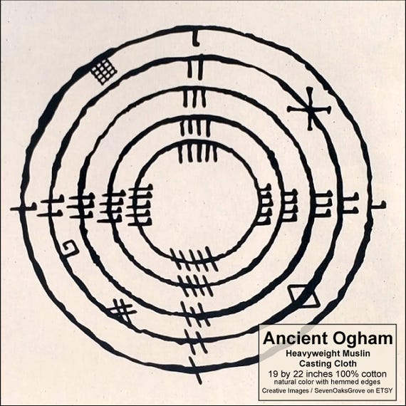 Ancient Ogham casting cloth Full Size 19 by 21 inches