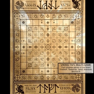 VIKING TAFL GAMES Five tafl (Hnefatafl) games on one board and choose back board plus Free domestic shipping