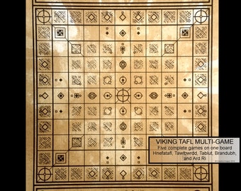 VIKING TAFL GAMES Five tafl (Hnefatafl) games on one board and choose back board plus Free domestic shipping