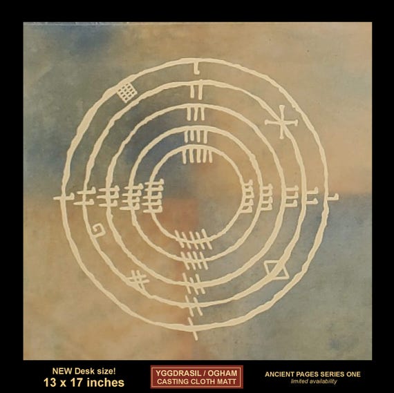 Yggdrasil Nine Realm Rune / Ancient Ogham casting-mat.  Desktop size.  Duel sided!  Series 1.