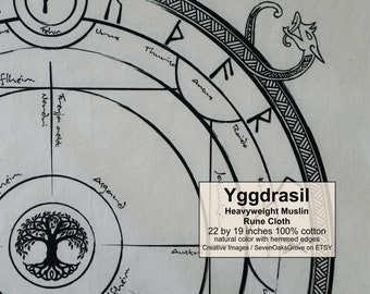 Yggdrasil Rune Cloth Natural Muslin