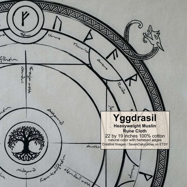 Yggdrasil Rune Cloth Natural Muslin
