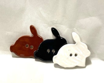 Rabbit Button - Bunny Button - Ceramic Buttons - Round Buttons