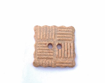 3/4" beige square buttons textured - Ceramic Buttons - Square Buttons